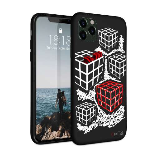 Graffiti iPhone 11 Pro Max tok Rubik's Cube mintával - Telefontok