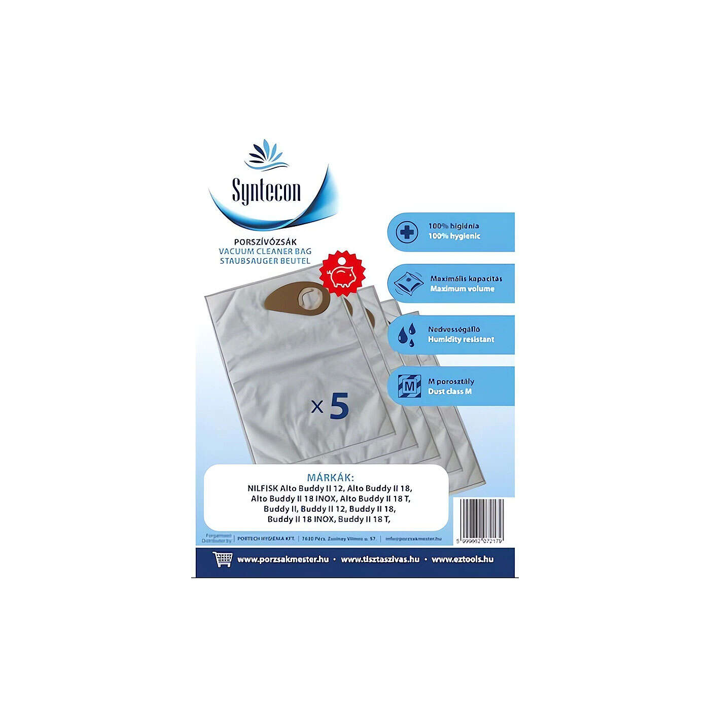 Nilfisk Buddy II kompatibilis szintetikus porzsák (5 db)
