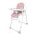 Asalvo Arzak pink high chair with double tray, 6 months to 3 years, adjustable height and recline, 5-point harness, foldable