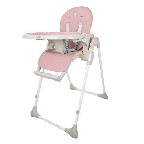 Asalvo Arzak pink high chair with double tray, 6 months to 3 years, adjustable height and recline, 5-point harness, foldable