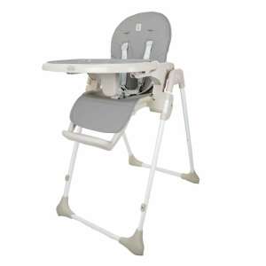 Asalvo Arzak high chair, grey, white frame, 5-point harness, adjustable height, foldable - High Chair