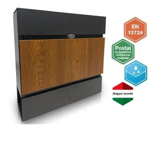Fence Design II. Postaláda, Antracit - Arany Tölgy mailbox, modern design, with wood effect, black and gold, Hungarian product - Trezor