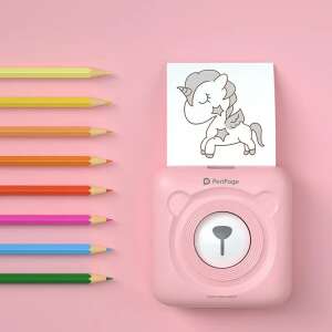 PeriPage Mini A6 przenośna drukarka termiczna w kolorze różowym, drukująca rysunek jednorożca - Drukarka etykiet i akcesoria