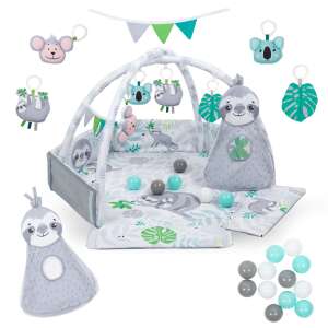 Kidwell Yoga 2in1 covor de joacă și piscină cu bile cu design leneș și jucării suspendate - Covorase de joaca pentru bebelusi