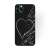 Graffiti iPhone 11 Pro Max telefontok fehér szív mintával fekete alapon
