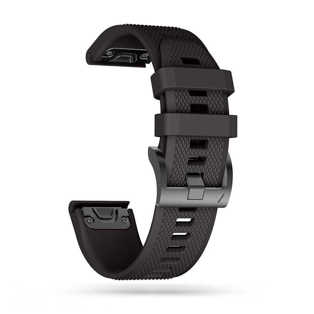 GARMIN FENIX 5 / 6 / 6 Pro / 7 Smartwatch Strap - TECH-PROTECT Smooth Black Silicone Strap