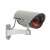 Fake security camera with flashing red LED, silver, for home or business security