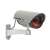 Fake security camera with flashing red LED, silver, for home or business security