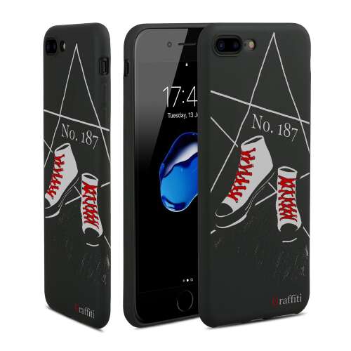 Graffiti iPhone 6 tok No. 187 mintával, fekete szilikon tok fehér és piros cipő mintával - Telefon