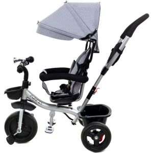Funfit Kids Twist 360 Сив Триколка с Сенник и Дръжка за Родители - Funfit