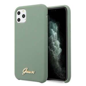 Etui Guess khaki silikonowe iPhone 11 Pro Max ze złotym logo - Guess