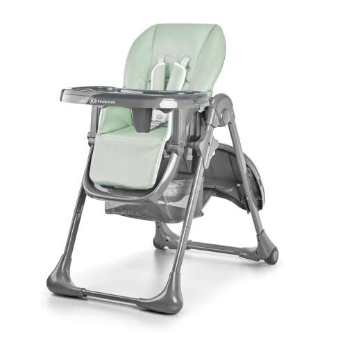 Kinderkraft Tastee skladacia a nastaviteľná vysoká stolička s úložným košíkom #mint-grey 49070463