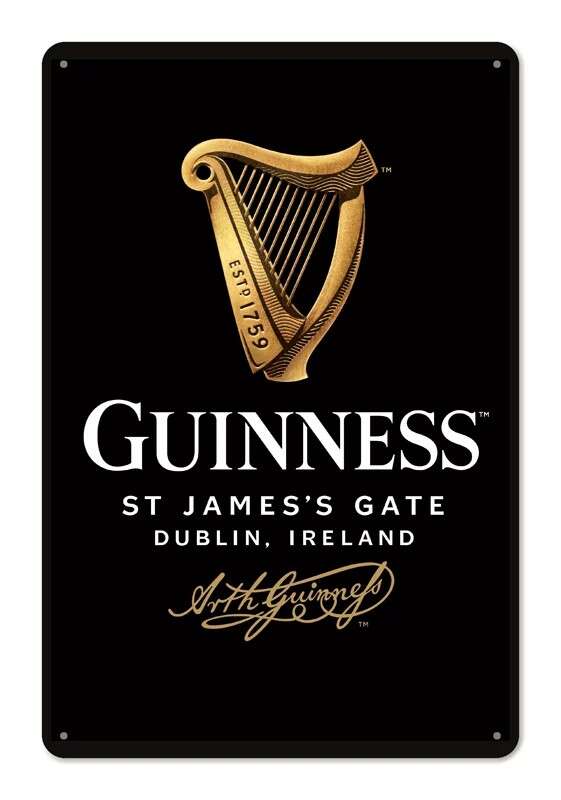 RETRO Guinness – Harfe – Fémtábla