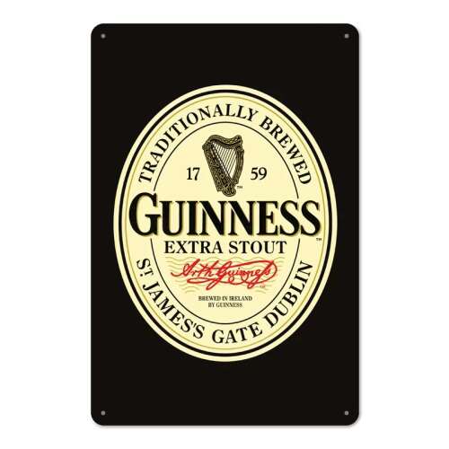 Guinness Extra Stout Fémtábla, Retro Design, 20 x 30 cm - Fémtábla