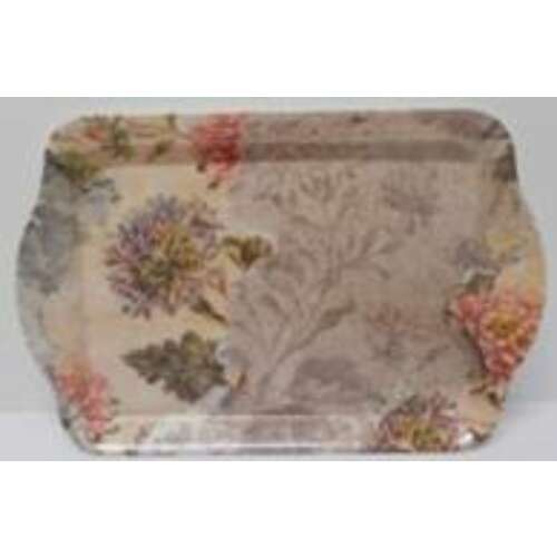 Rózsaszín virágos műanyag tálca, 21x14,3x2 cm