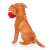 Fritzi plush short-haired Hungarian Vizsla, 30cm, brown, sitting, back view, holding a red heart with 'I Love You' inscription