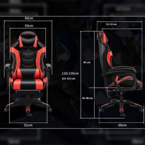 Gamer szék, forgószék masszázs funkcióval, fekete-piros