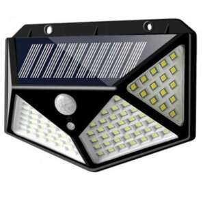 Black solar powered motion sensor LED security light with 100 LEDs - Solar lantern
