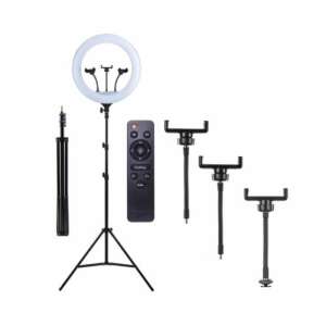 Selfie-Ringlicht mit Stativ, Fernbedienung und 3 Telefonhaltern - LED Ringlichter