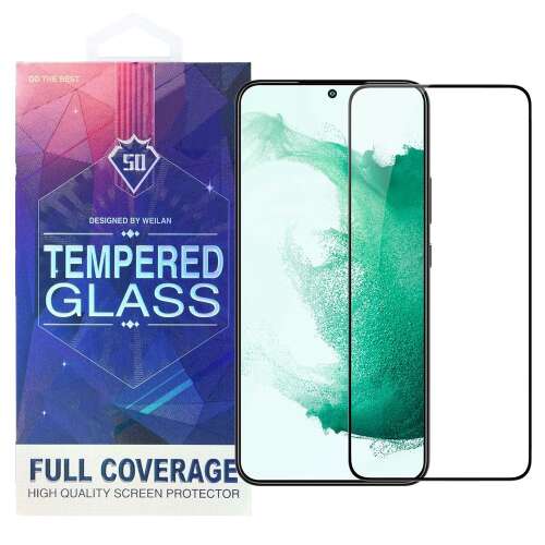 Samsung Galaxy S22 5G Screen Protector, Tempered Glass, Front, 5D, Hardened, Curved, with Black Frame
