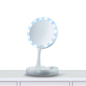 LED Makeup Mirror with 10x Magnification and Storage 141473275 - Cosmetic Mirror
