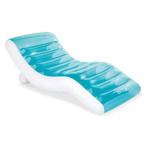 Intex inflatable lounge chair, blue and white, for pool or beach