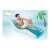Man relaxing on Intex inflatable lounge chair, blue and white, by the pool