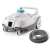 Intex ZX100 automatic pool vacuum cleaner, white and grey, front view, with hose