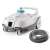 Intex ZX100 automatic pool vacuum cleaner, white and grey, front view, with hose