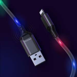 LED adatkábel: Proda Leiyin Series PD-B14i Sound-aktivált LED USB / Lightning kábel 2.1A 1M fekete 49087552 