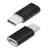 Black Micro USB to Type-C adapter, two views