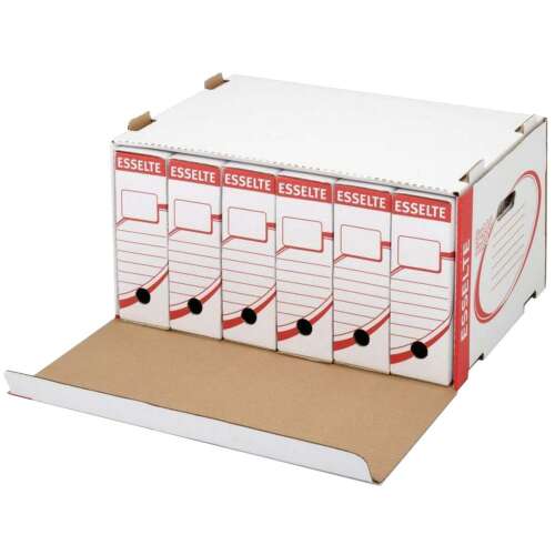 Esselte Standard 128910 archive box, white, front opening, for storing hanging files, 6 x 80mm or 5 x 100mm files