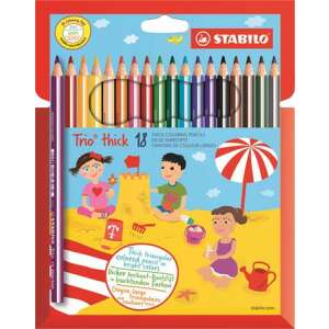 STABILO Trio Thick 18 pack of thick triangular colored pencils in bright colors - Pen & Pencil