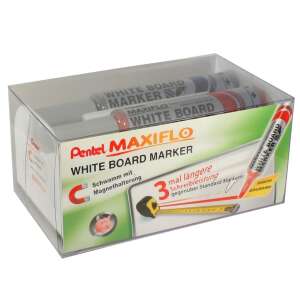 Pentel Maxiflo táblafilc készlet, 4 szín, 2,5 mm kerek hegyű, törlővel - Pentel