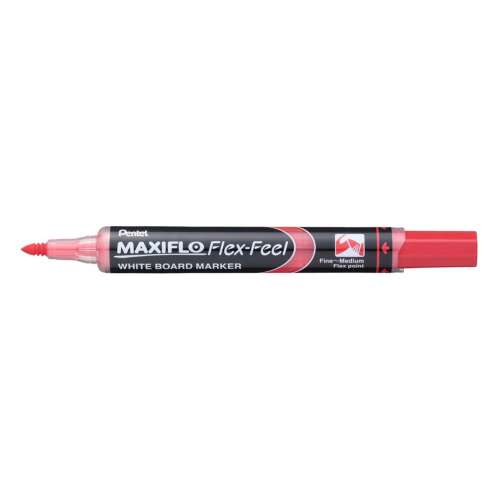 Pentel Maxiflo Flex-Feel roter Whiteboard-Marker, flexible Spitze von fein bis mittel