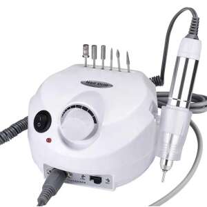 Professzionális körömcsiszoló szett lábpedállal, 6 csiszolófejjel, 35000rpm, fehér - OEM