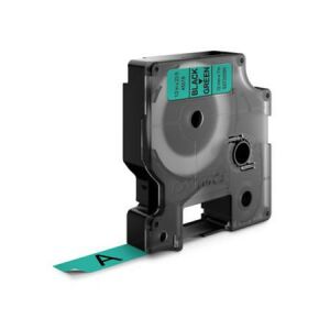 Dymo D1 45019 Black on Green Label Tape, 12mm x 7m - Dymo Label Maker and Tape