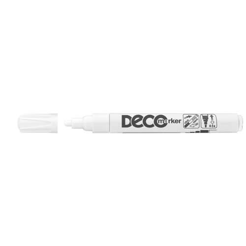 Deco marker, fehér, 2-4mm, kerek hegyű, permanent, üveghez, kerámiához, műanyaghoz, fémhez és még sok máshoz