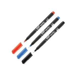 Маркери Ico OHP Permanentni, 3 броя, червен, син, черен - Маркер