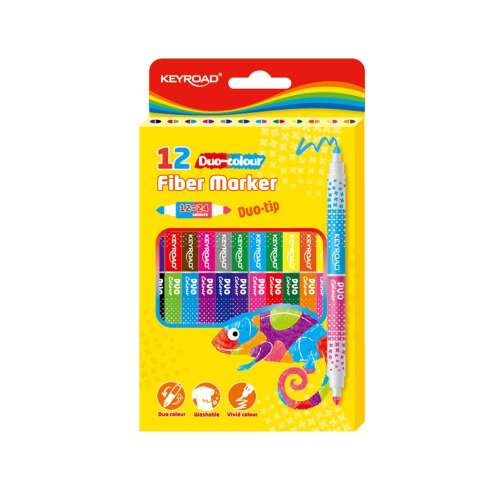 Keyroad 12 darabos duo-hegyű filctoll készlet, 24 szín