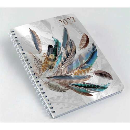 2023 Realsystem weekly spiral bound pocket calendar with feather design