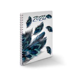 2024 Realsystem Spiralbindung Wochenplaner mit blauer Feder-Design - REALSYSTEM