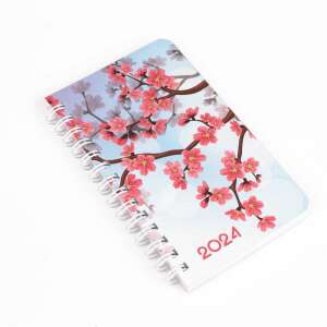 Realsystem 2024 mini weekly spiral bound pocket calendar with cherry blossom design - REALSYSTEM Calendar