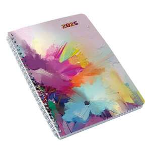 Realsystem 2025 heti határidőnapló, A/5 méretű, spirálozott, fehér lapokkal, akvarell mintával - Irodai kiegészítő