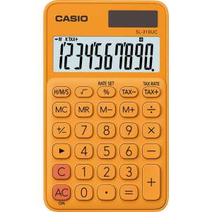 Calculator Casio SL-310UC portocaliu cu 10 cifre, calculul taxelor, memorie, alimentat cu energie solară și baterii - Casio Calculatoare de birou