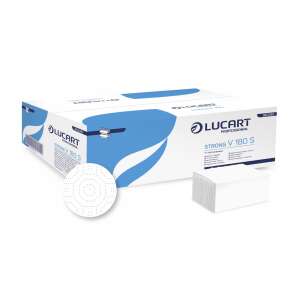 Lucart Strong V-hajtogatott papírtörlő, 180 lap/csomag, 18 csomag/karton, fehér - Papírtörlő