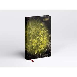 Realsystem 2024 A/5 daily planner with white pages, black cover with yellow floral pattern - REALSYSTEM
