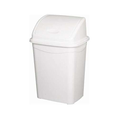 White 50 liter plastic swing top trash can
