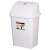 White 16 liter plastic trash can with flip lid, Planet brand