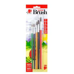 Festék ecset készlet, 5 db-os, 2-4-6-8-10-es méretben, ICO, póniszőr, öko - Iskolai ecset